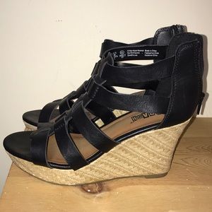 BOGO FREE Black Faux Leather Wedges